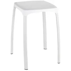 Wenko Badhocker, Weiß - Robuster Duschhocker aus Aluminium - Behinderten-Bedarf: Der weiße Badhocker mit rostfreien Metallbeinen bietet Stabilität und Komfort für Ihre Morgenroutine. Ideal zum Sitzen oder für Handtücher in der Dusche.