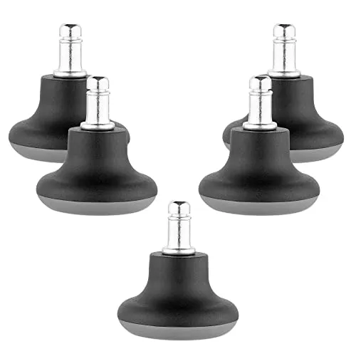 kwmobile Bürostuhl Gleiter 5er Set - Bodengleiter für Schreibtischstuhl 11/26mm - Drehstuhl Füße Parkett Fliesen - Stuhl Fußgleiter - schwarz grau