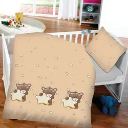 Bestlivings Kinder Bettwäsche 2-tlg ( 100x135cm / 40x60cm ) Bettdecken Set, 100% Baumwolle - Babybettwäsche mit Motiv Bär mit Stern
