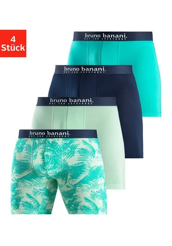 Langer Boxer BRUNO BANANI Herren Gr. S, mint & navy - Herrenunterhosen im praktischen 4er-Pack von Bruno Banani, 3x unifarben und 1x mit modischem Palmendruck. Bequeme Passform durch elastische Baumwolle und angenehmes Bündchen.