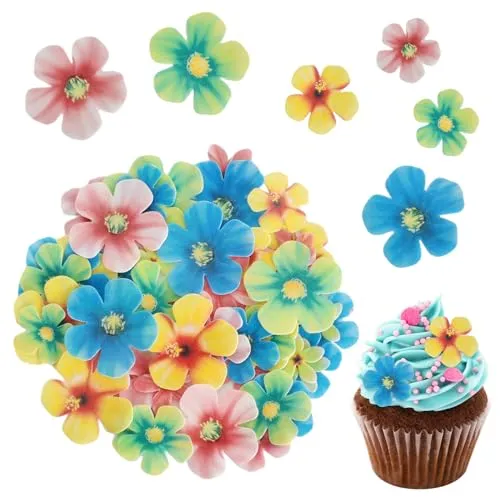 70Pcs Essbare Blumen-Kuchen-Deckel Blumen Party Kuchen Dekorationen essbare Kuchendekoration Ortendeko Blumen Tortendeko geburtstagstorte dekoration für Kuchendekoration Hochzeit Babyparty