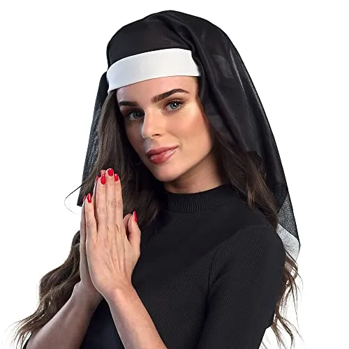 Boland 01096 - Nonnenhaube, Schwarz-Weiß, Mütze, Haube, Hut, Kopfbedeckung, Kirche, Religion, Nonne, Kostüm, Karneval, Mottoparty