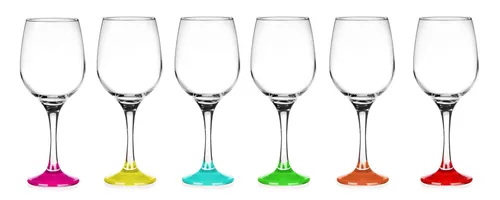 Weingläser 250ml mit bunten Füßen - Gläser & Glaswaren - Stilvolle Weinkelche mit bunten Füßen, ideal für besondere Anlässe und als Geschenk in einer eleganten Präsentschachtel.