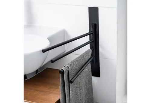 ELMOWO Handtuchhalter 4-armig - Handtuchhaken, schwenkbar und ohne Bohren, aus rostfreiem Edelstahl für maximale Flexibilität und Stil im Badezimmer.