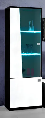 Edle Vitrine im modernen Stil für Ihr Wohnzimmer - Stilvolle Vitrine aus Holz und Glas, ideal für die Präsentation Ihrer Lieblingsstücke. Maße: 52 x 47 x 189 cm, passt perfekt in jedes Zimmer und überzeugt durch ihr elegantes Design.