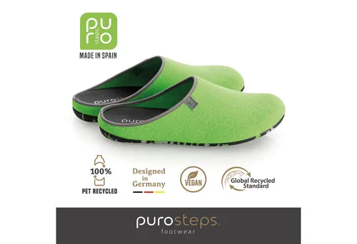 purosteps Fieltro-Eco Hausschuh Hergestellt aus recycelten PET Flaschen, Handgefertigt, Naturkautschuk