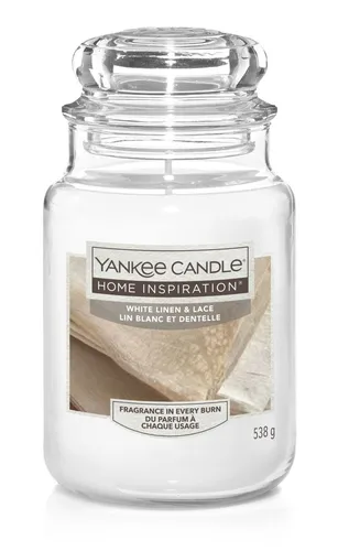 Yankee Candle Duftkerze Großes Glas White Linen & Lace 538 g, weiß