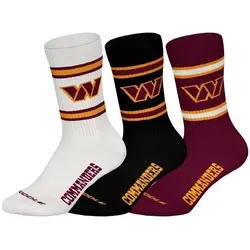 NFL Unisex Socken, 3er Pack - NFL Teams, 3Pack Crew Socks, Football, Logo, Baumwollmischung Washington Commanders 43-46