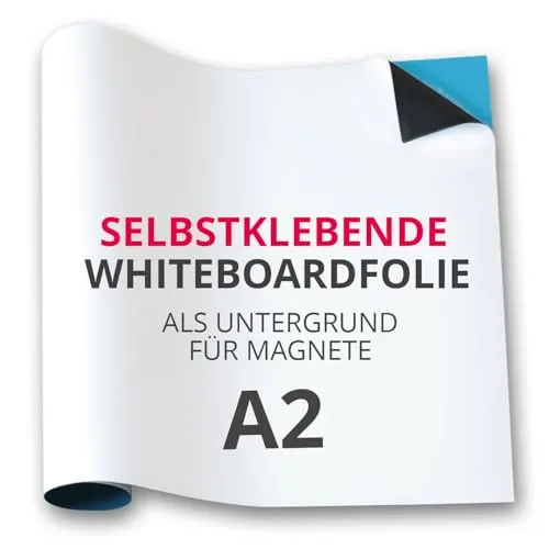 Magstick Ferrofolie Whiteboard-Folie selbstklebend I DIN A2 I flexibel beschreibbar abwischbar I Haftgrund für Magnete I in weiß I mag176