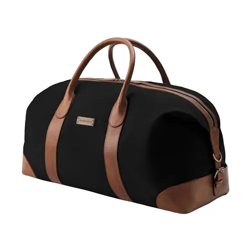 DRAKENSBERG Canvas Leder Weekender 'David' 60L - Stylische Reisetasche für Damen und Herren, wasserabweisend und erweiterbar auf 80L – ideal für Reisen bis zu 7 Tagen mit durchdachtem Design und hochwertigem Leder.