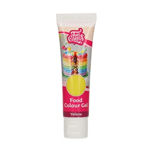 FunCakes Food Colour Gel Gelb: Hochkonzentrierte Lebensmittelfarbe für Teig, Sahne, Fondant, Marzipan. Einfache Dosierung. Einzelne Tropfen, um lebendige Farben zu erzeugen. Halal. 30 g.