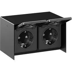 ledscom.de Aufputzsteckdose STEDDA, IP44, Edelstahl in schwarz von LEDs Com