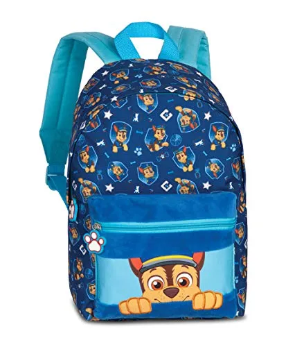 Paw Patrol Rucksack – Kinderrucksack für Jungen von 3-6 Jahren mit Chase von Paw Patrol für den Kindergarten – 36cm x 24cm x 12cm 6L blau