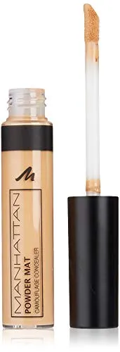 Manhattan Powder Mat Camouflage Concealer, 400 Tan, Mattierender Creme-Concealer mit Applikator gegen Augenringe und Hautunreinheiten, 1 x 7ml
