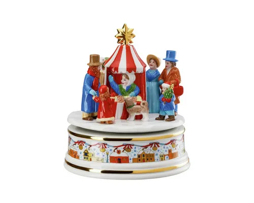 Weihnachtsmarkt Spieluhr Groß - Hutschenreuther Nussknacker aus hochwertigem Porzellan, Teil der Sammelkollektion 2019, mit bezauberndem Weihnachtsmarkt-Design – das ideale Geschenk für Sammler und Liebhaber.