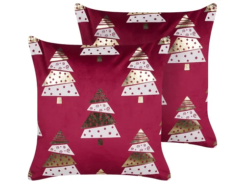 Beliani Dekokissen Rot 45x45 cm in gold von Beliani