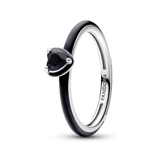PANDORA Sterling Silver Enamel Ring mit Man-made Crystal in schwarz von Pandora