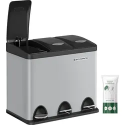 SONGMICS Mülleimer Küche, 3 x 8 Liter - Mülltrennsystem - Haushaltszubehör mit 3 Fächern für effiziente Mülltrennung, abnehmbaren Beuteln und modernem Design, ideal für jede Küche.