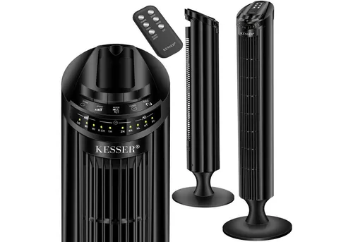 KESSER Turmventilator mit Fernbedienung und LED Display - Turmventilator mit 3 Geschwindigkeitsstufen und 90° Oszillation für optimale Luftverteilung. Ideal für Zuhause oder Büro, platzsparendes Design und geräuscharm mit max. 51,5dB.