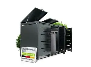Juskys Mülltonnenbox Arel 3er - Metall Gartenbox für Mülltonnen, eleganter Wind- und Wetterschutz in Anthrazit
