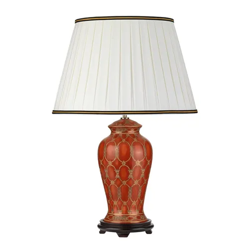 Tischlampe Keramik Stoff in Terracotta Creme 68 cm E27 Tischleuchte NALLA