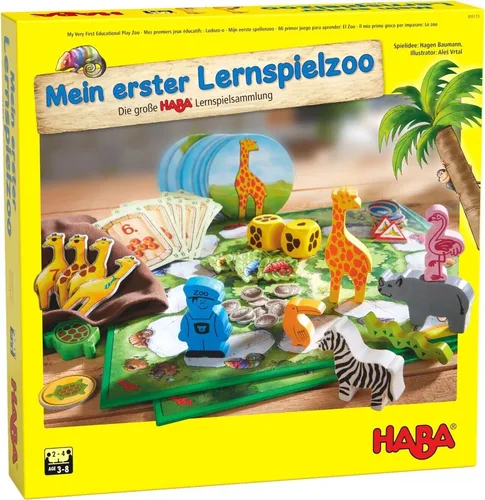 Haba 305173 Mein erster Lernspielzoo - Lernspiel für Kinder - Gesellschaftsspiel für 1 Spieler, fördert das Kombinieren und spielerisches Lernen für die Kleinsten.