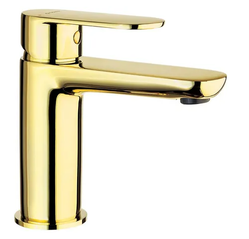 Lomadox Einhebel Waschbeckenarmatur in Gold - Moderne Waschtischarmatur aus der ALPINIA-Serie; hochwertige Messingverarbeitung, energieeffizient mit Durchflussklasse Z (4-9 l/min) und einfacher Montage.