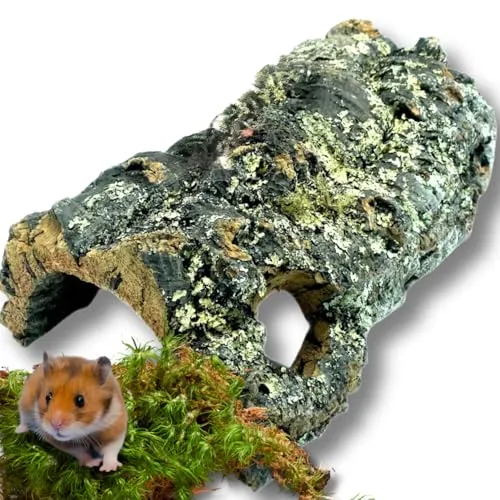 Vogelgaleria® Korktunnel 30cm mit 2 Löchern, Korkröhre für Kleintiere wie Hamster, Maus, Ratte, Gerbil, Degu, Käfigdeko, Hamsterhöhle, Hamsterversteck