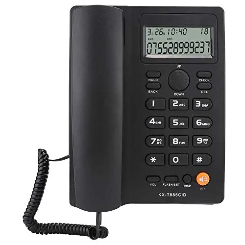 Schnurgebundenes Telefon, KX-T885 Anrufer-ID-Anzeige Freisprechen Festnetztelefon für das Home Office Hotel(Schwarz)