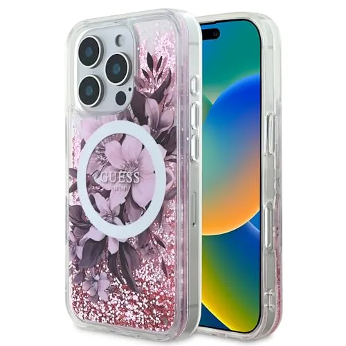 CG Mobile Guess HC Handyhülle für iPhone 16 Pro - Rosa, stoßfest und MagSafe-kompatibel - Standard Handyhüllen, langlebig und stilvoll mit stoßdämpfendem Schutz, ideal für den täglichen Gebrauch und perfekt für MagSafe-Zubehör.
