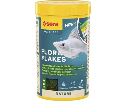Fischfutter sera Flora Flakes 250 ml (60 g), Pflanzenflockenfutter