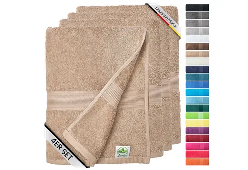 leevitex® Handtuch Frottee 4er Set, 50 x 100 cm, hochwertig verarbeitet & fusselfrei