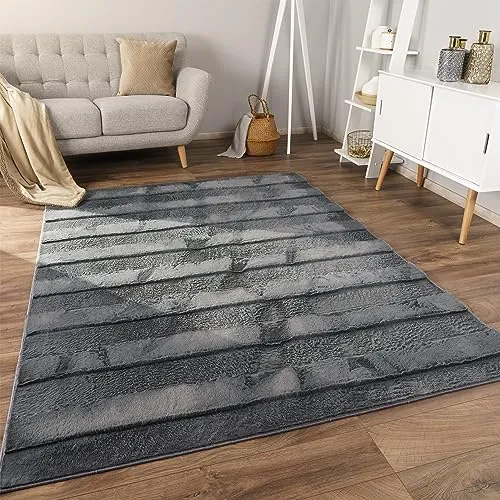 Paco Home Hochflor Teppich Anthrazit 160x220 cm - Moderner Bubble Wohnzimmer Teppich mit geometrischem Design, pflegeleicht und ideal für eine gemütliche Wohlfühl-Oase in jedem Raum.