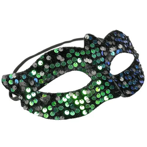 Ozdoba karnawałowa maska wenecka cekinowa ciemna Party ARPEX KM257 5902934242585