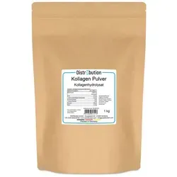 DistrEbution Kollagenhydrolysat, Kollagen Pulver, 1000 g, geschmacksneutral, leicht löslich in Wasser, Säften, Shakes, Kaffee 1000 g