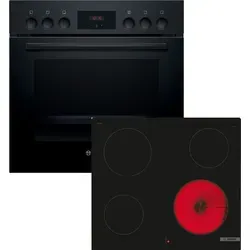 Bosch HNDBB210 Einbau-Herd-Set HEF113BB0 + NKE611GA2E - Schwarz - Kompaktes Einbau-Herd-Set mit vielseitigen Beheizungsarten und 66 l Garraumvolumen. Ideal für kreative Kochabenteuer mit komfortabler Bedienung und zusätzlicher Sicherheit.