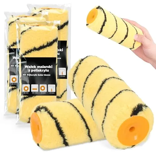 3x Farbroller 18 cm Ersatzrolle Farbwalze Wandfarbe Decke Malerrolle Malerwalze Streichen Malen Farbe Lackier Polyacryl Malerzubehör Renovierung Robust