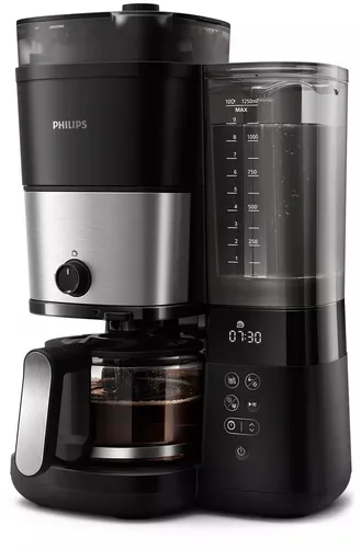 Philips All-in-1 Filter-Kaffeemaschine mit Mahlwerk (HD7900/01) - Schwarz - Kaffeemaschine mit integriertem Mahlwerk und Aromaschutz, ideal für frischen Kaffee in Kanne oder Tasse. Energiesparend mit automatischer Abschaltfunktion.