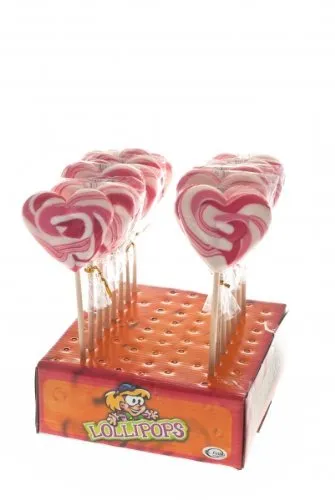 Herz-Lolly rot/weiß/rosa Menge:Display