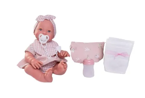 Antonio Juan Mia Newborn Pipi Puppe 42 cm - Realistische Babypuppe - Babypuppe mit Pinkelfunktion, 42 cm, beweglicher Kopf und Augen, ideal für fantasievolles Spielen. Hochwertiger Vinylkörper und liebevolles Zubehör sorgen für stundenlangen Spielspaß.