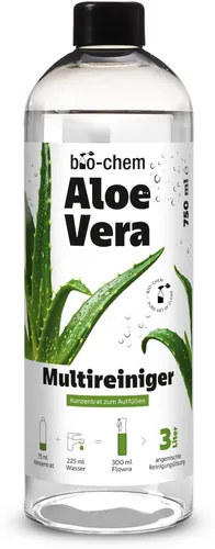 bio-chem Aloe Vera Multireiniger Konzentrat mit Duft | Premium Allzweckreiniger für Küche Bad Glas Böden | Bis zu 3 Liter Reinigungslösung | 750 ml Nachfüllflasche