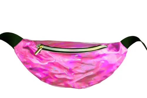 WILBERS & WILBERS 48937 - Bauchtasche mit holografischem Finish, Hüfttasche, Accessoire für Festival, Karneval, 80er Jahre Outfit