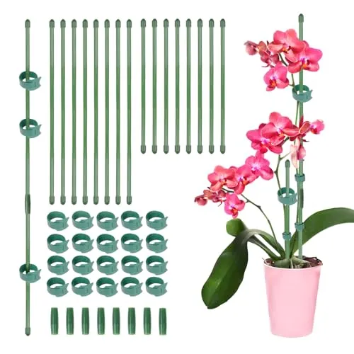 Stück Pflanzenstab mit 20 Stück Pflanzenbinder Orchideen Stäbe Pflanzenstütze Blumenstütze Zimmerpflanzen Pflanzenhalter rankhilfe Pflanzen Stabilisieren Stab Pflanzstab blumenhalter 16