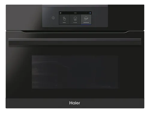 Haier HWO45NM6OXB2 Kompakt-Dampfbackofen Schwarz - Kompakt-Dampfbackofen mit 5 Backofen- und 3 Dampffunktionen für perfekte Ergebnisse. Die hOn-App ermöglicht die Steuerung per Smartphone, während H2O-Clean die Reinigung erleichtert.