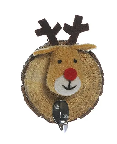 dekorativer putziger Kleider-Haken Wand-Haken Wand-Deko Elch mit Schal gefilzt