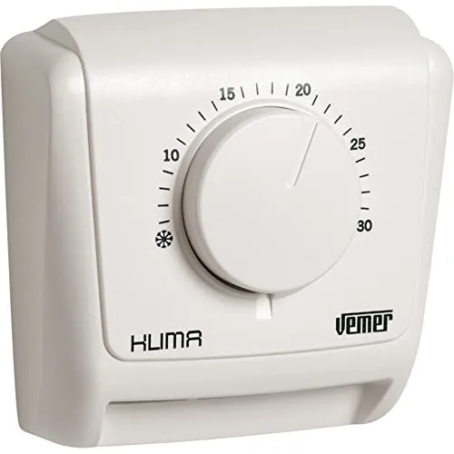 VEMER VE018800 Klima 2 – Mechanischer Wandthermostat, Raumthermostat für Heizung, Membrantechnologie, Weiß