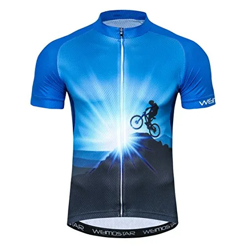Weimostar Sportbekleidung Radtrikots Kurzarm Fahrradbekleidung Fahrrad top Männer MTB Jersey Atmungsaktive Sommer Schwarz