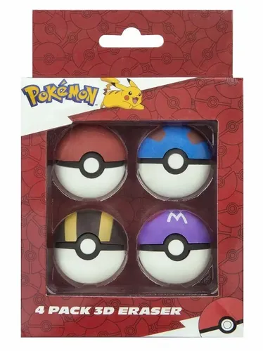 Pokémon Radierer 3D Ball Form 4 Stück - ein Set,