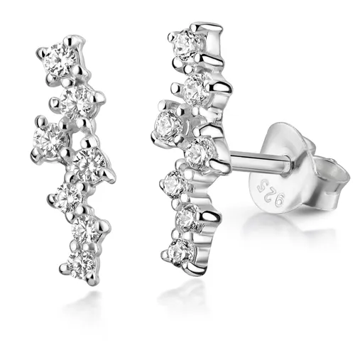 MATERIA Zirkonia Ohrstecker Set aus 925 Sterling Silber Damen Ohrringe