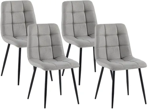 CLP 4er Set Esszimmerstühle Antibes - 4er Set Esszimmerstühle Antibes mit gepolsterten, gesteppten Stoffbezügen, bis 150 kg belastbar. Ideal für den Essbereich, Küche oder Wohnzimmer – vereint Komfort und modernes Design.